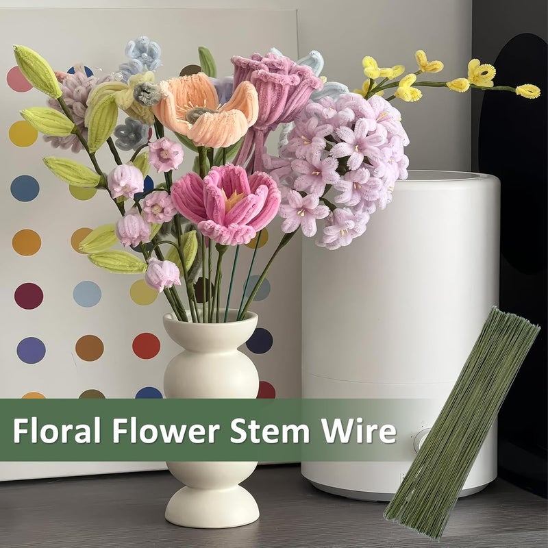 Coidea 300 PCS Floral Wire Stems, 22 Gauge 14 Inch Flexible Green Craft Floral Stems Flower Wire for DIY Artificial Flower Making, Wrapping and Floral Arrangements - Image 4
